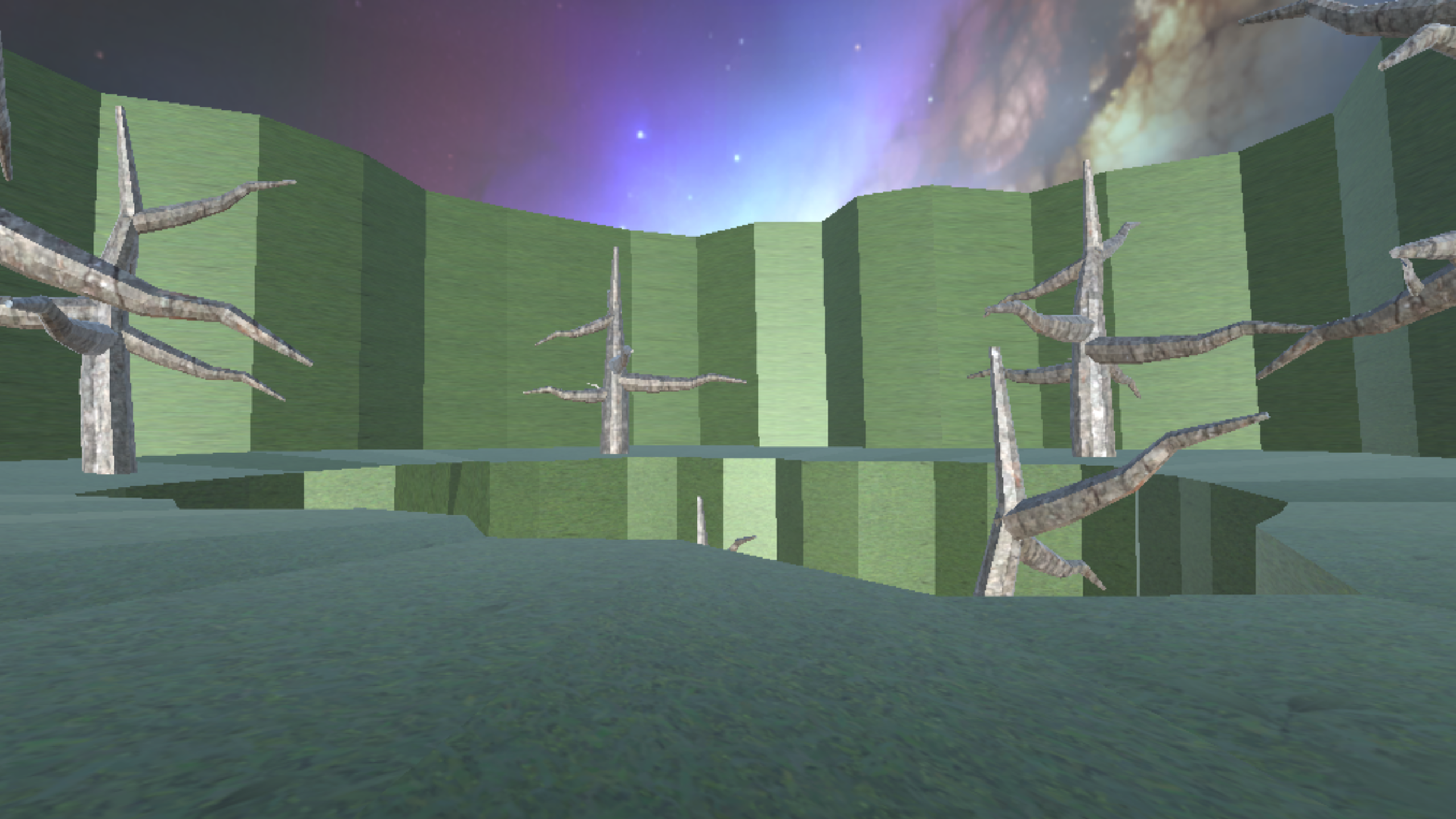 Swamp terrain bathed in twilight